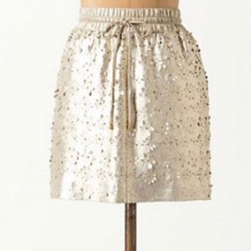Anthropologie Gold Metalic Skirt NWT